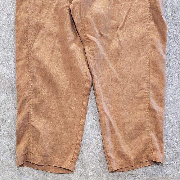 Orvis Womens Brown 100% Linen Straight Leg Pants Size XL Beach Coastal Stretch - Picture 3 of 12